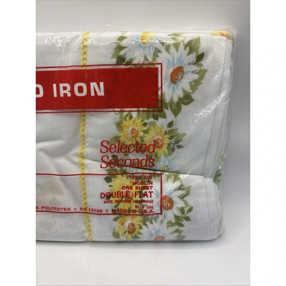 Vtg Selected Seconds Daisy Double Flat Sheet NOS Retro Cottagecore Deadstock